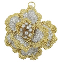 David Webb Diamond Flower 10 Carat Brooch Pendant