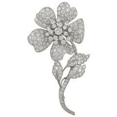 David Webb Diamond Platinum Flower Brooch