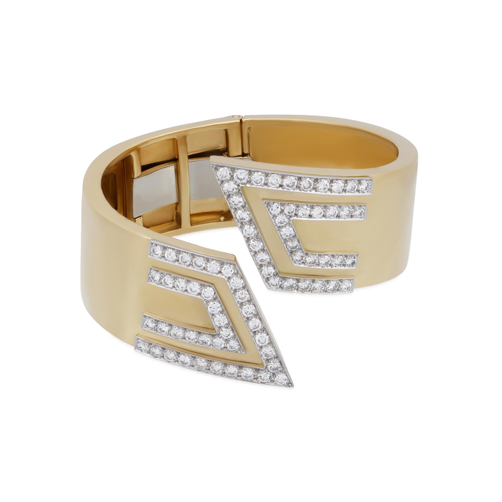 Women's David Webb Diamond Gold Cuff Bracelet