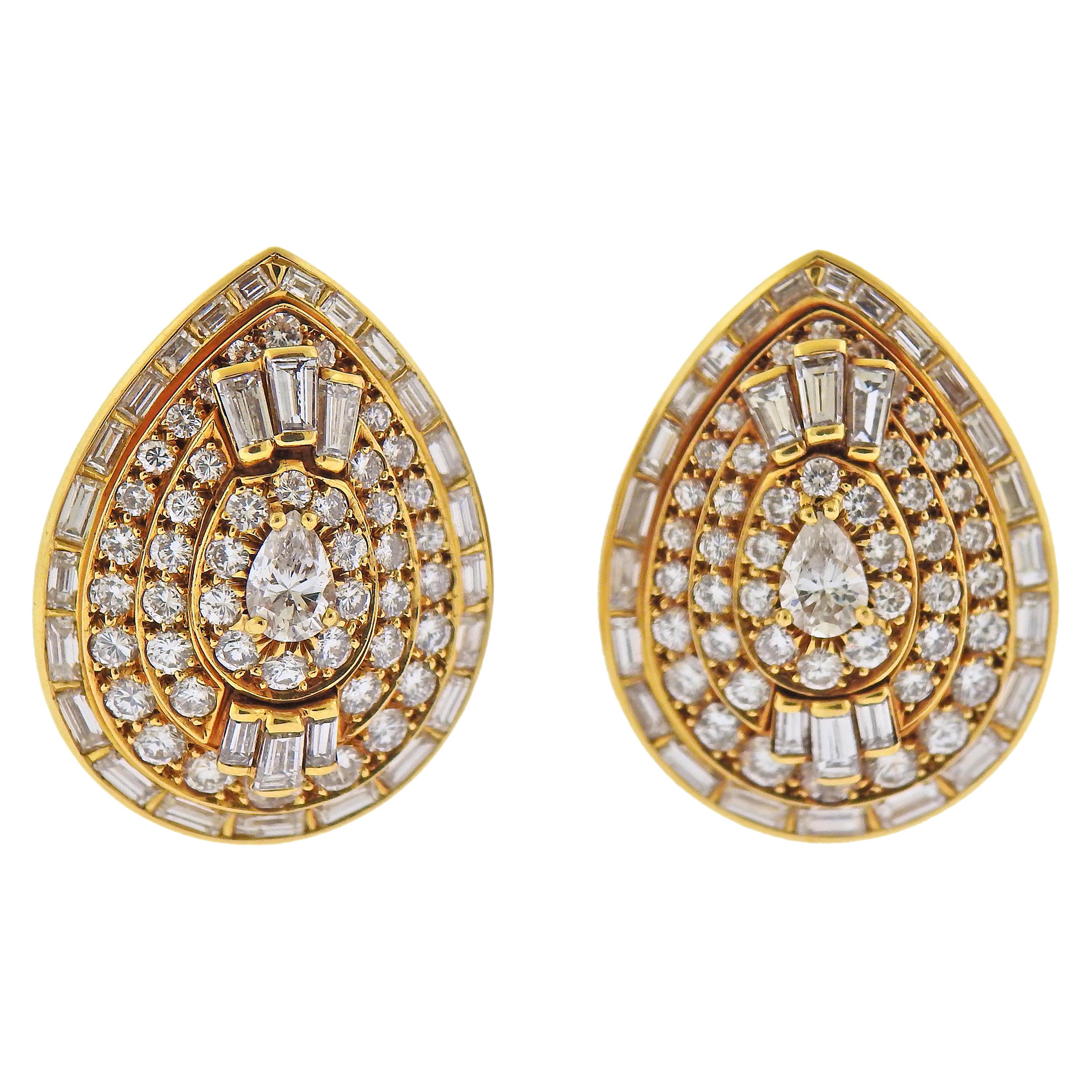 David Webb Diamond Gold Earrings For Sale