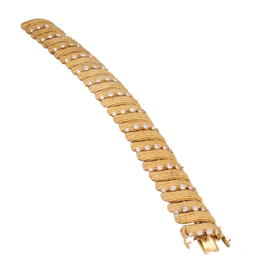 Modern David Webb Diamond Gold Link Bracelet