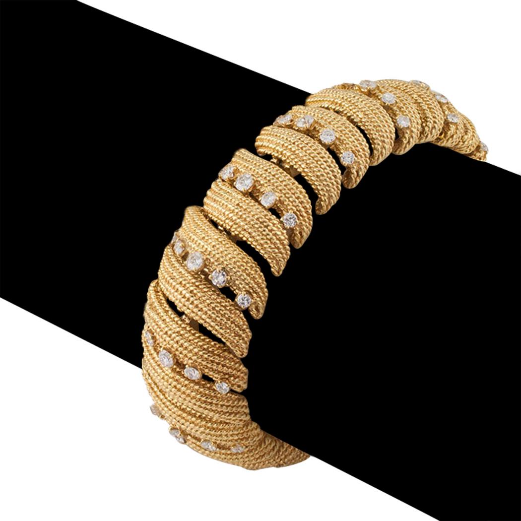 David Webb Diamond Gold Link Bracelet In Good Condition In Los Angeles, CA