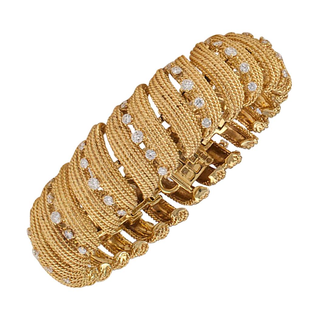 David Webb Diamond Gold Link Bracelet