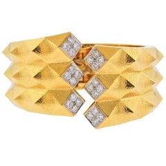 David Webb Origami-Manschettenarmband, Diamant Gold Platin