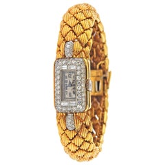 David Webb Bracelet de montre en or et diamants