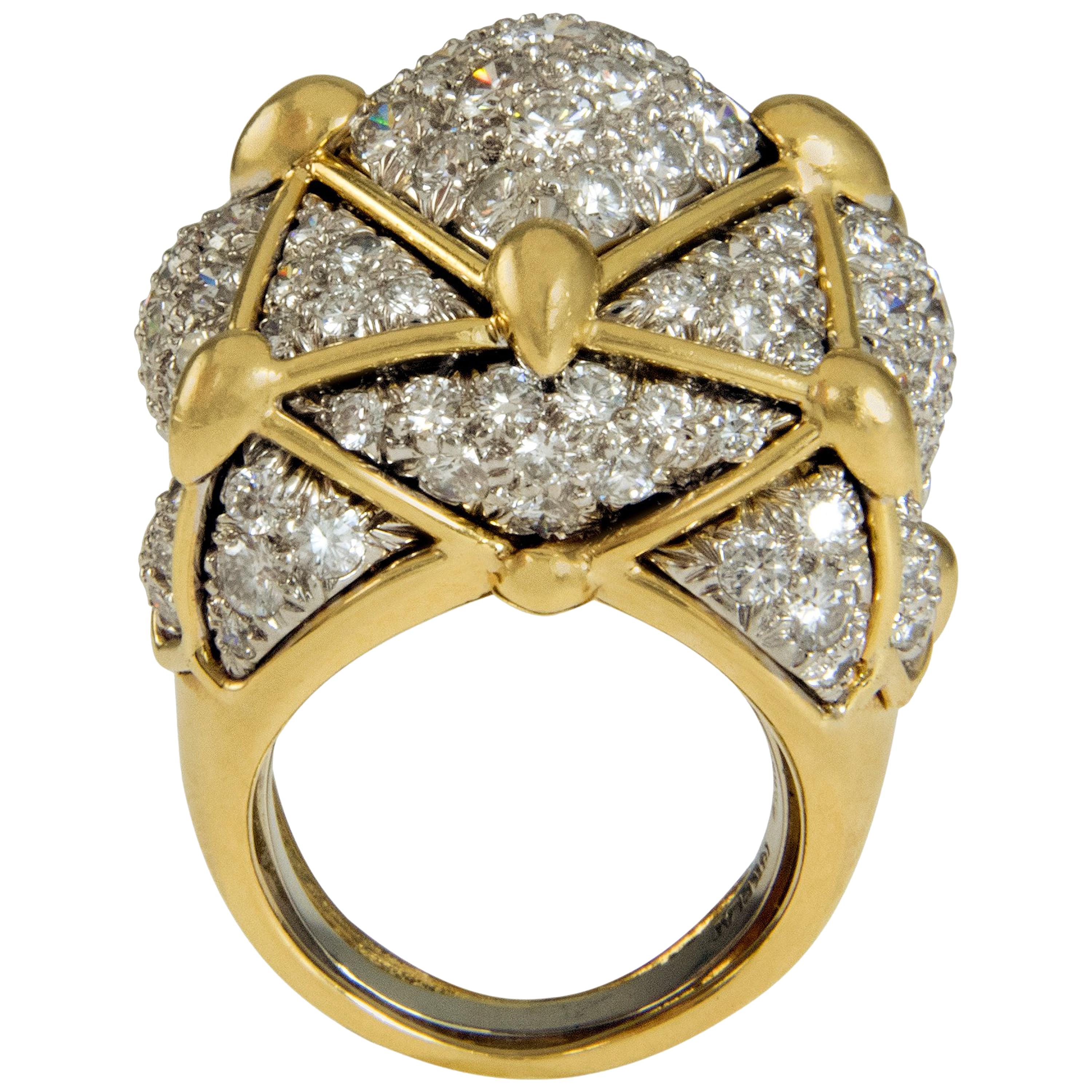 David Webb, Diamond, Platinum and Gold Geodesic Dome Ring