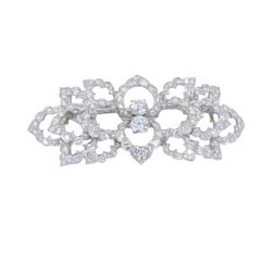 David Webb Diamond Platinum Brooch Floral Design