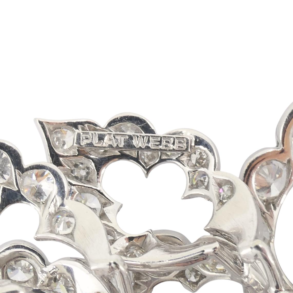 David Webb Diamond Platinum Brooch Floral Design For Sale 1