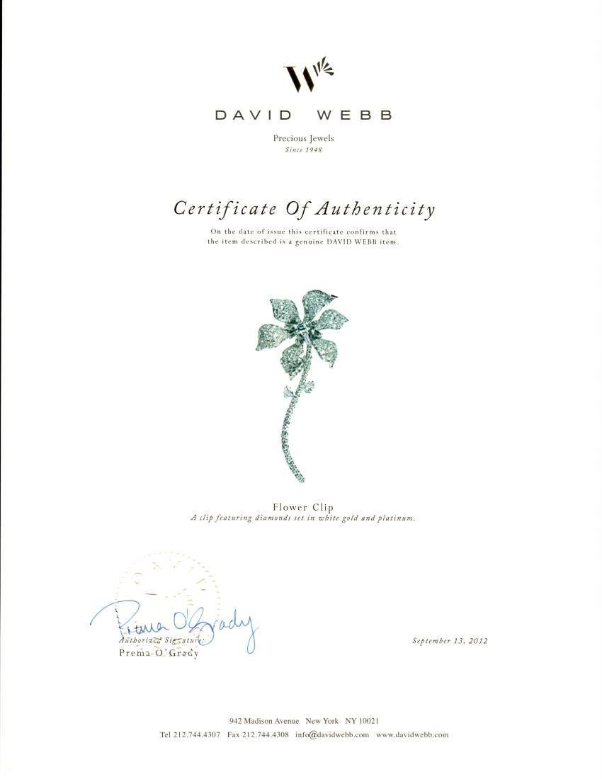 David Webb Diamond Long Stem Flower Brooch 4