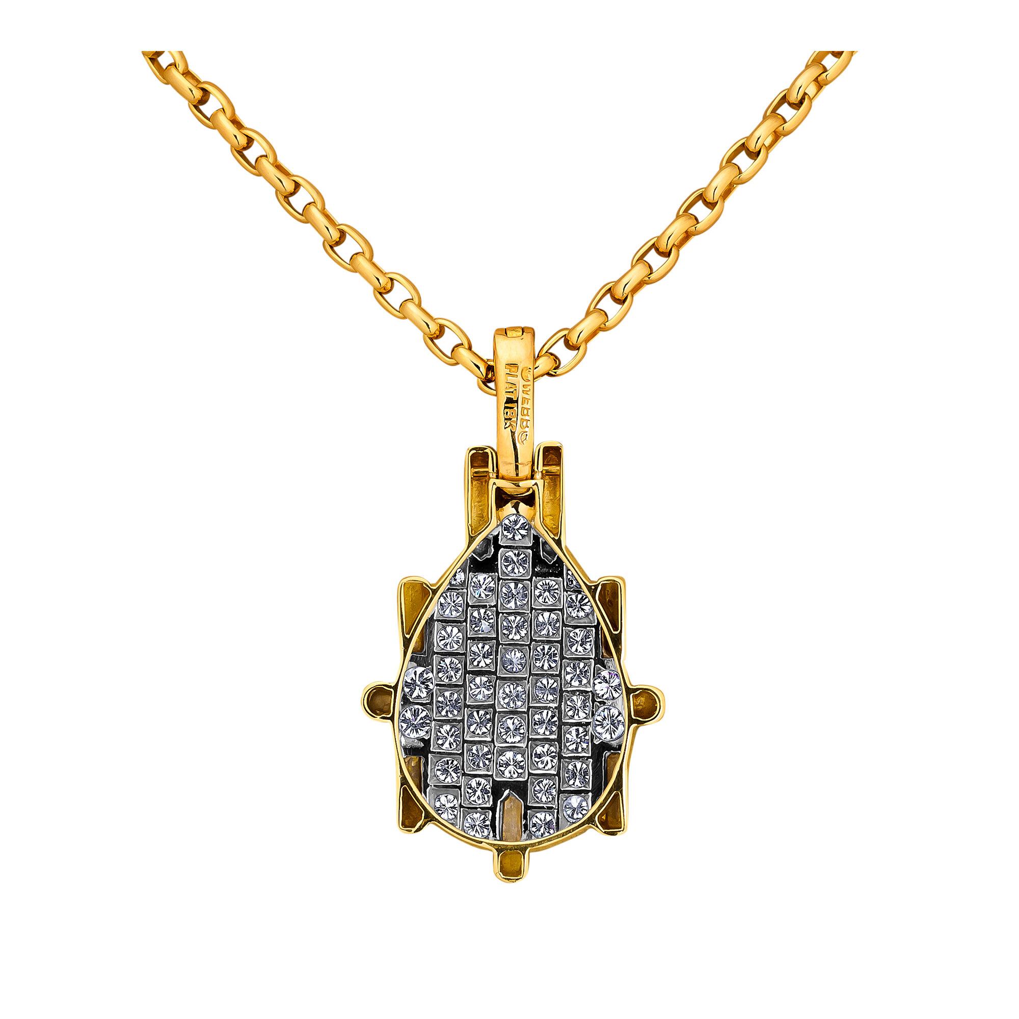Contemporary David Webb Diamond Platinum Vintage Gold Pendant Necklace