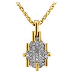 David Webb Diamond Platinum Vintage Gold Pendant Necklace
