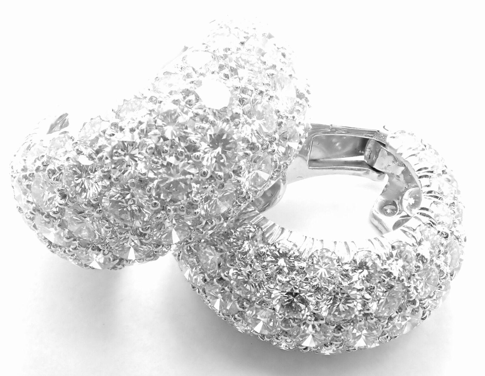 Brilliant Cut David Webb Diamond Platinum White Gold Hoop Earrings For Sale