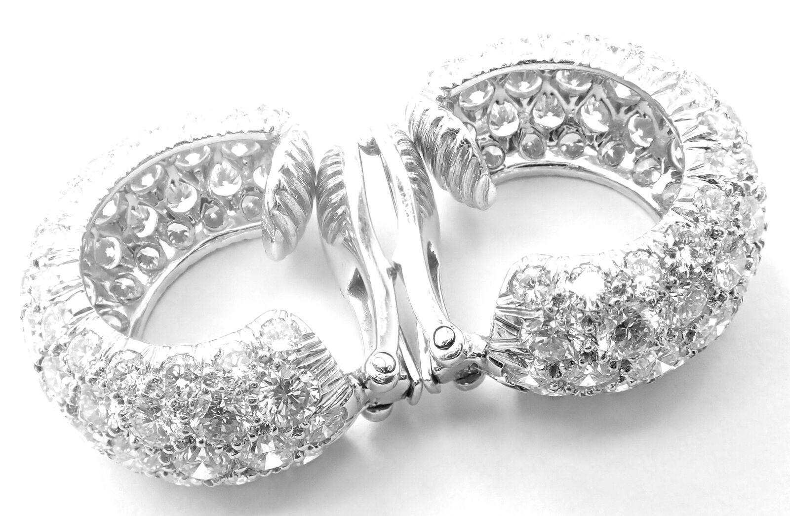 David Webb Diamond Platinum White Gold Hoop Earrings In Excellent Condition For Sale In Holland, PA