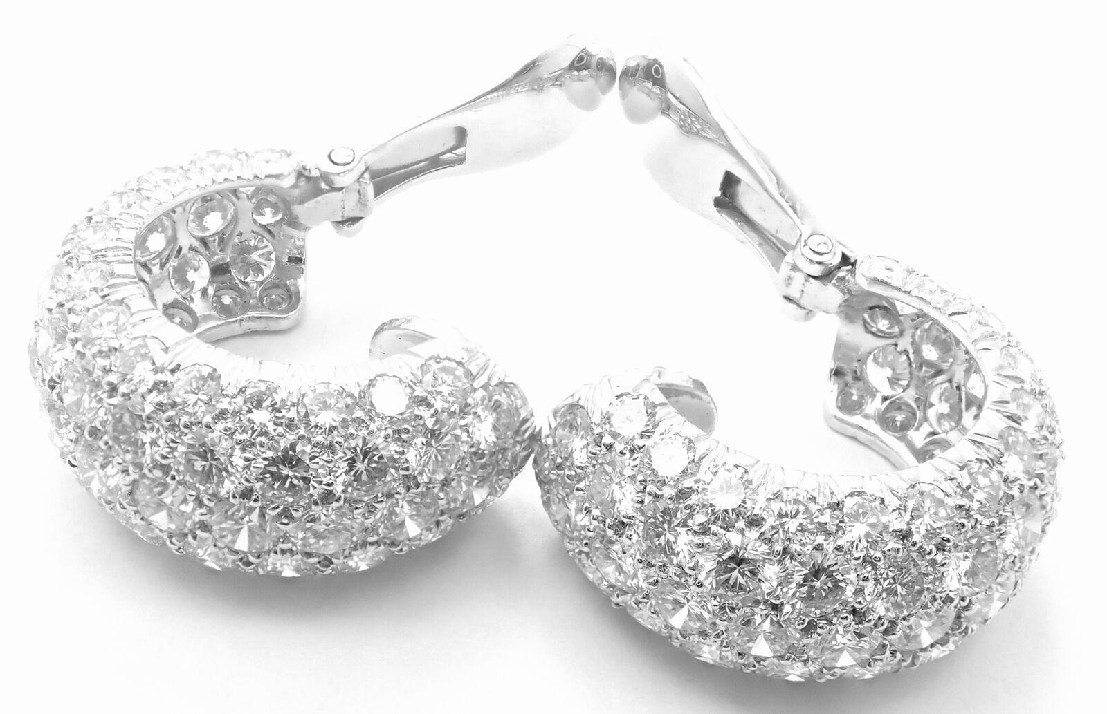Women's or Men's David Webb Diamond Platinum White Gold Hoop Earrings For Sale