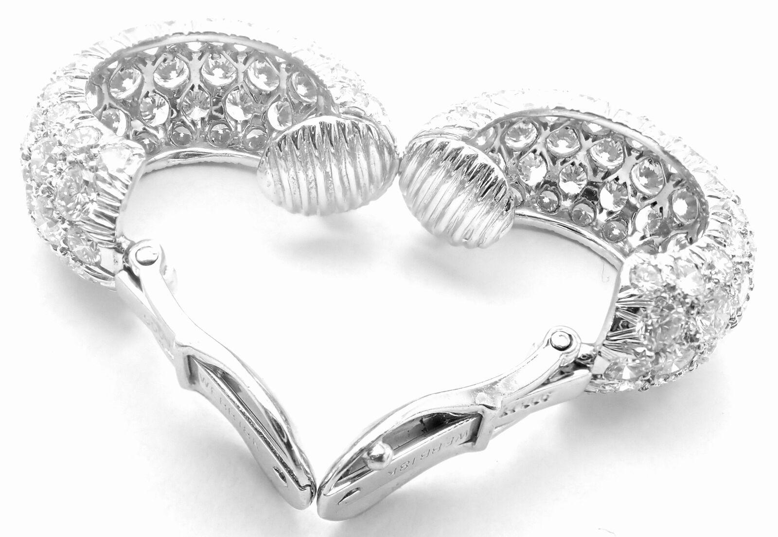 David Webb Diamond Platinum White Gold Hoop Earrings For Sale 1