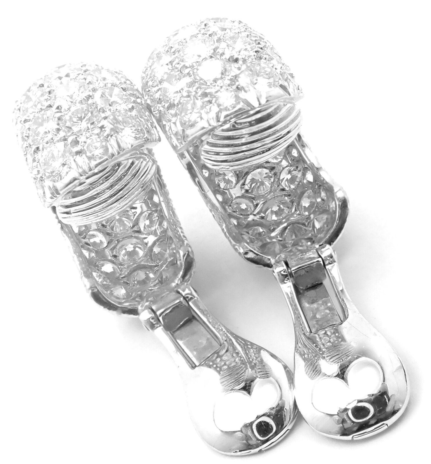 David Webb Diamond Platinum White Gold Hoop Earrings For Sale 2