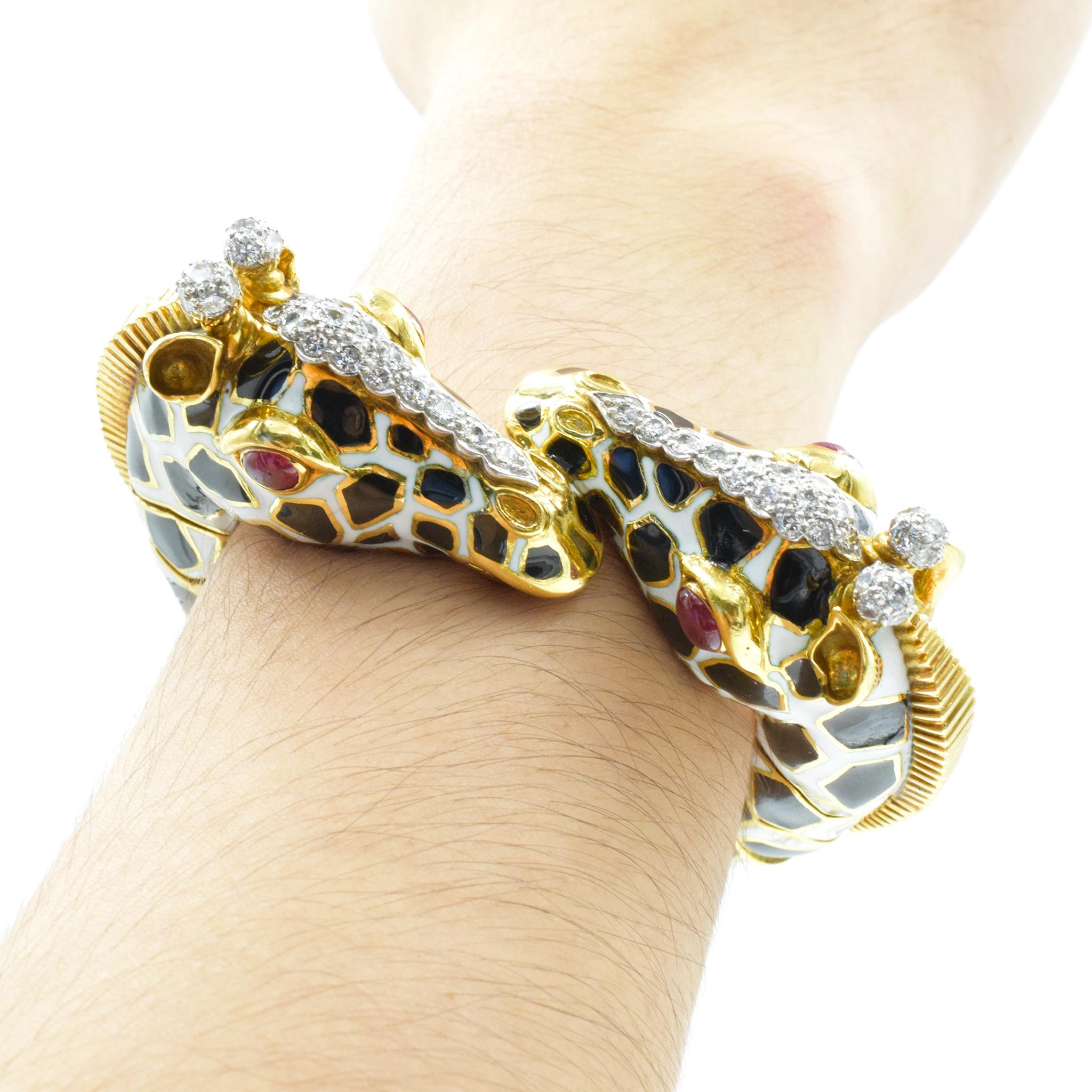 David Webb Diamond, Ruby and Enamel Giraffe Bracelet 4