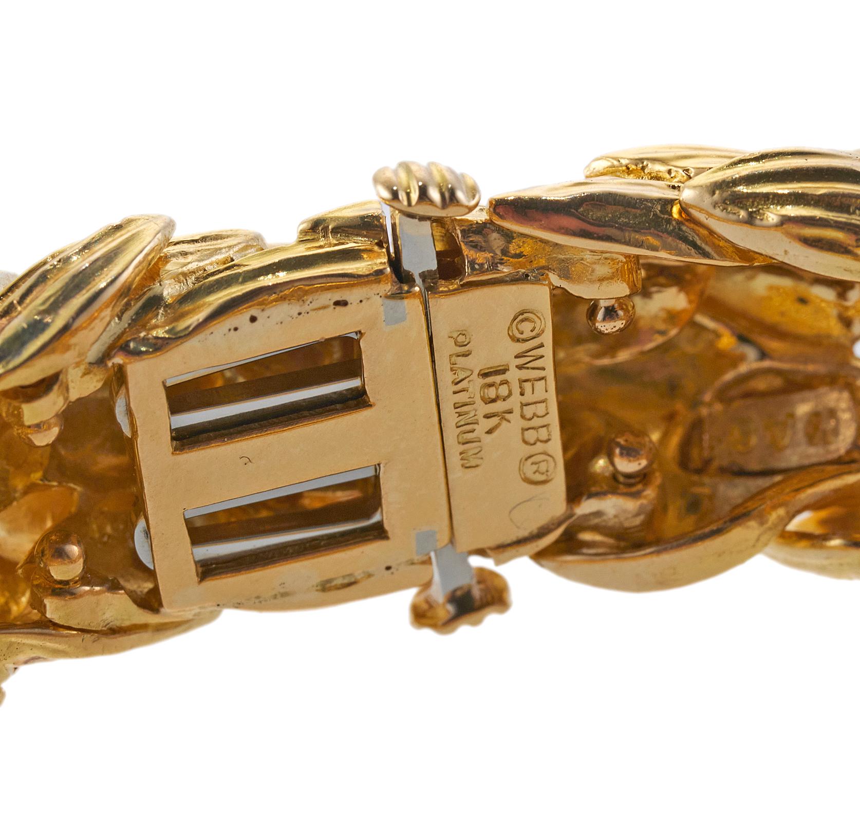 Women's David Webb Diamond Ruby Emerald Platinum Gold Elephant Bracelet For Sale