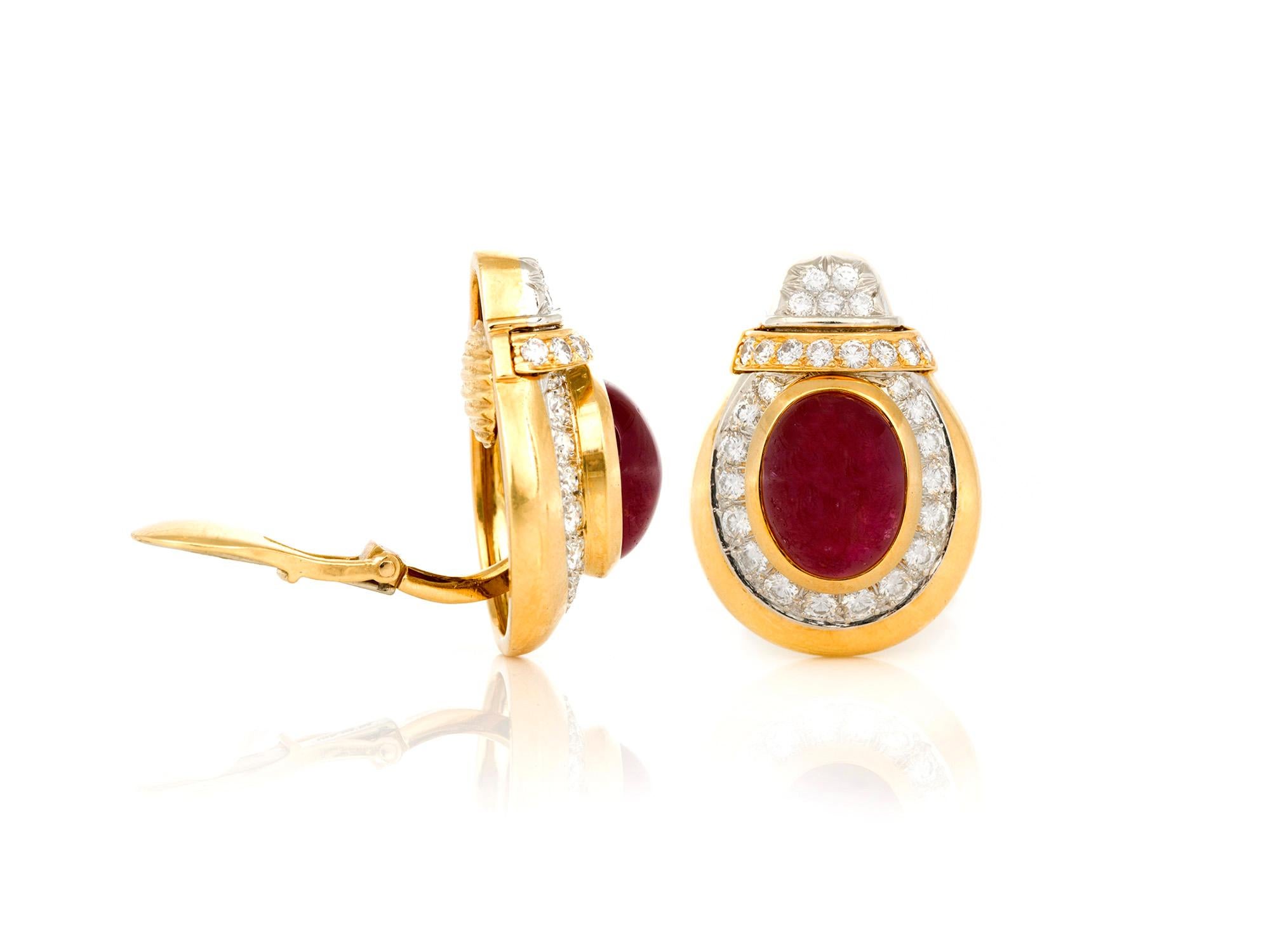 David Webb Diamond Ruby Gold Earrings and Ring 5