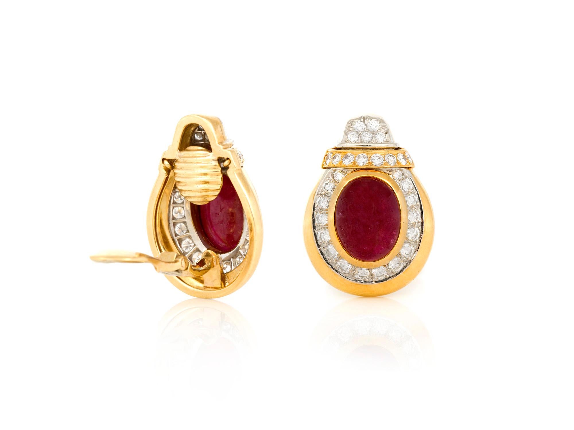 David Webb Diamond Ruby Gold Earrings and Ring 6