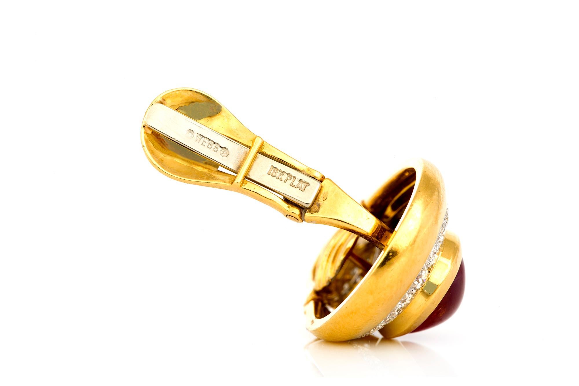 David Webb Diamond Ruby Gold Earrings and Ring 8