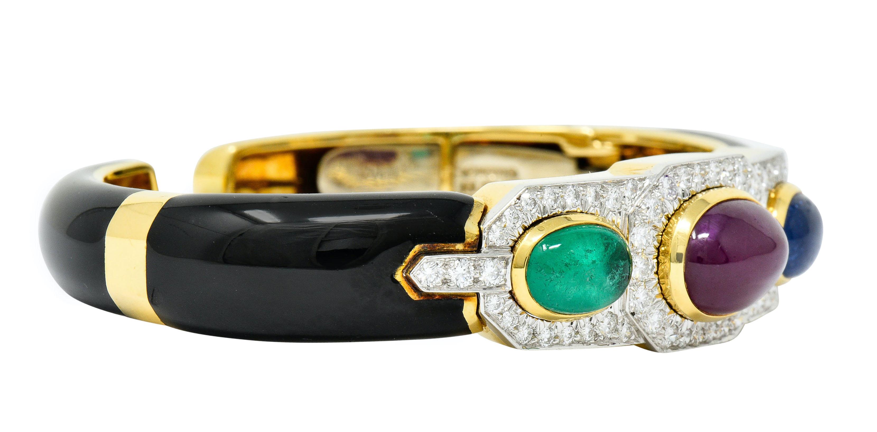 Contemporary David Webb Diamond Ruby Sapphire Emerald Enamel Platinum 18 Karat Bracelet