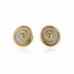 Pendientes David Webb Remolino de diamantes Oro amarillo 18k y platino, circa años 80