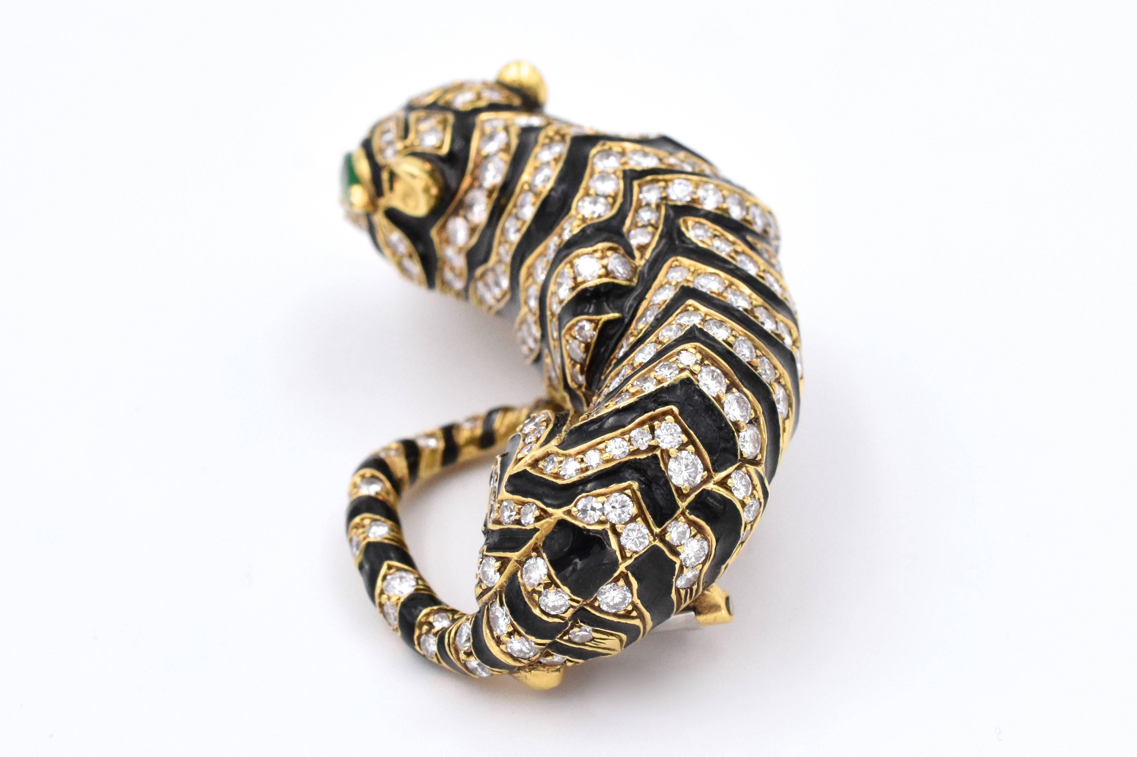 David Webb Broche tigre en diamants Neuf - En vente à New York, NY