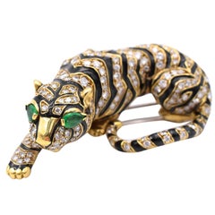 Vintage David Webb Diamond Tiger Brooch