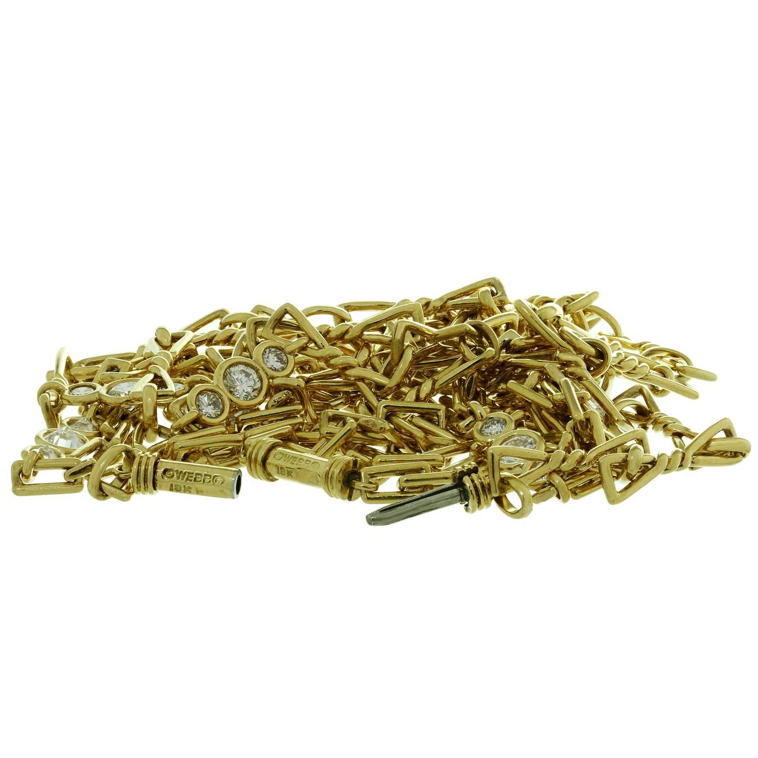 David Webb Diamond Yellow Gold Long Chain Necklace Pair Set 4
