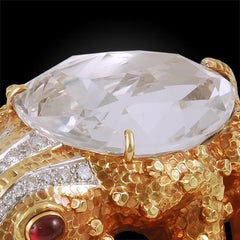 Broche grenouille David Webb en diamant:: rubis et cristal de roche