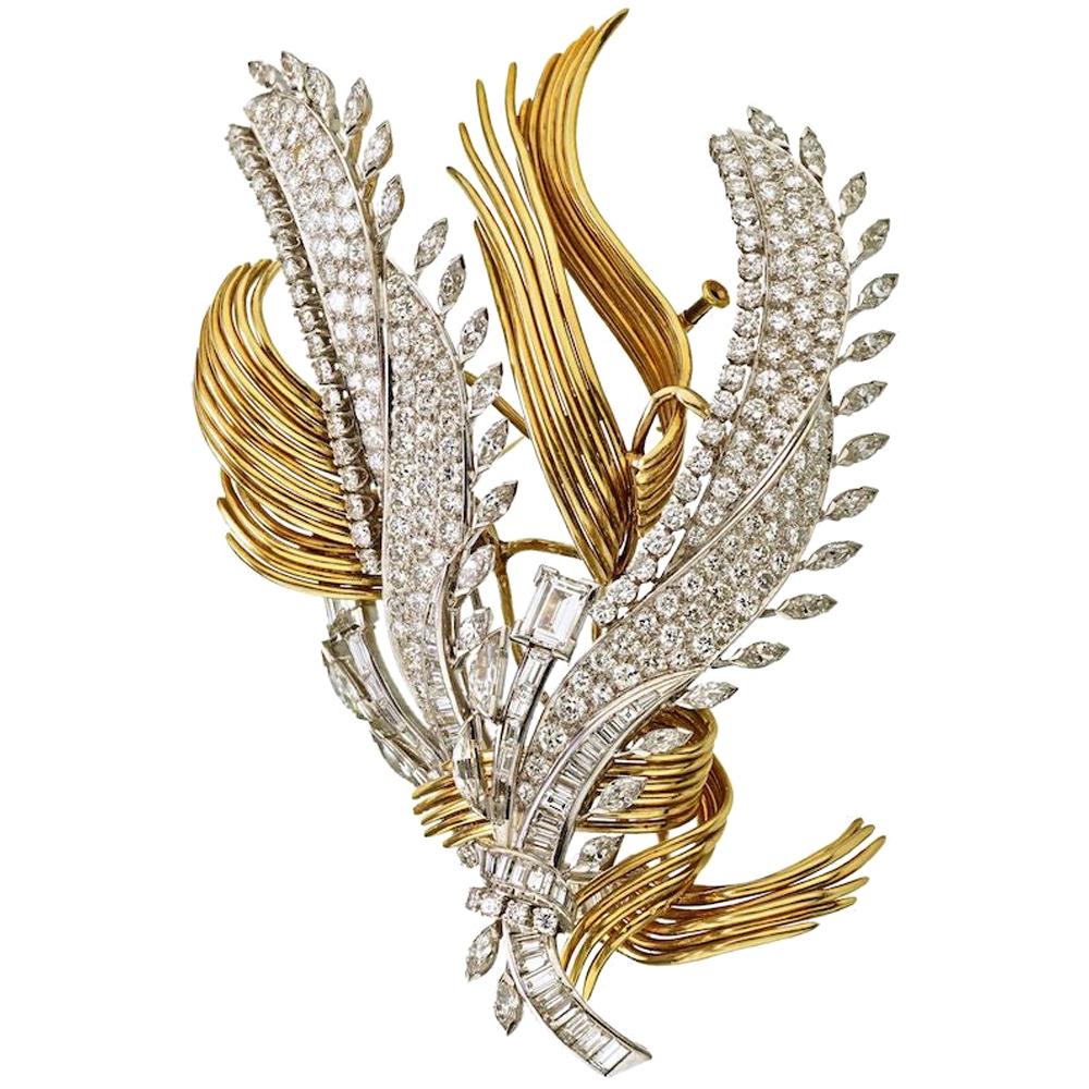 David Webb Broche vintage convertible à double clip en diamants en vente