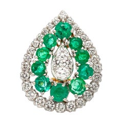 Vintage David Webb Emeralds and Diamonds Tear Drop Earrings