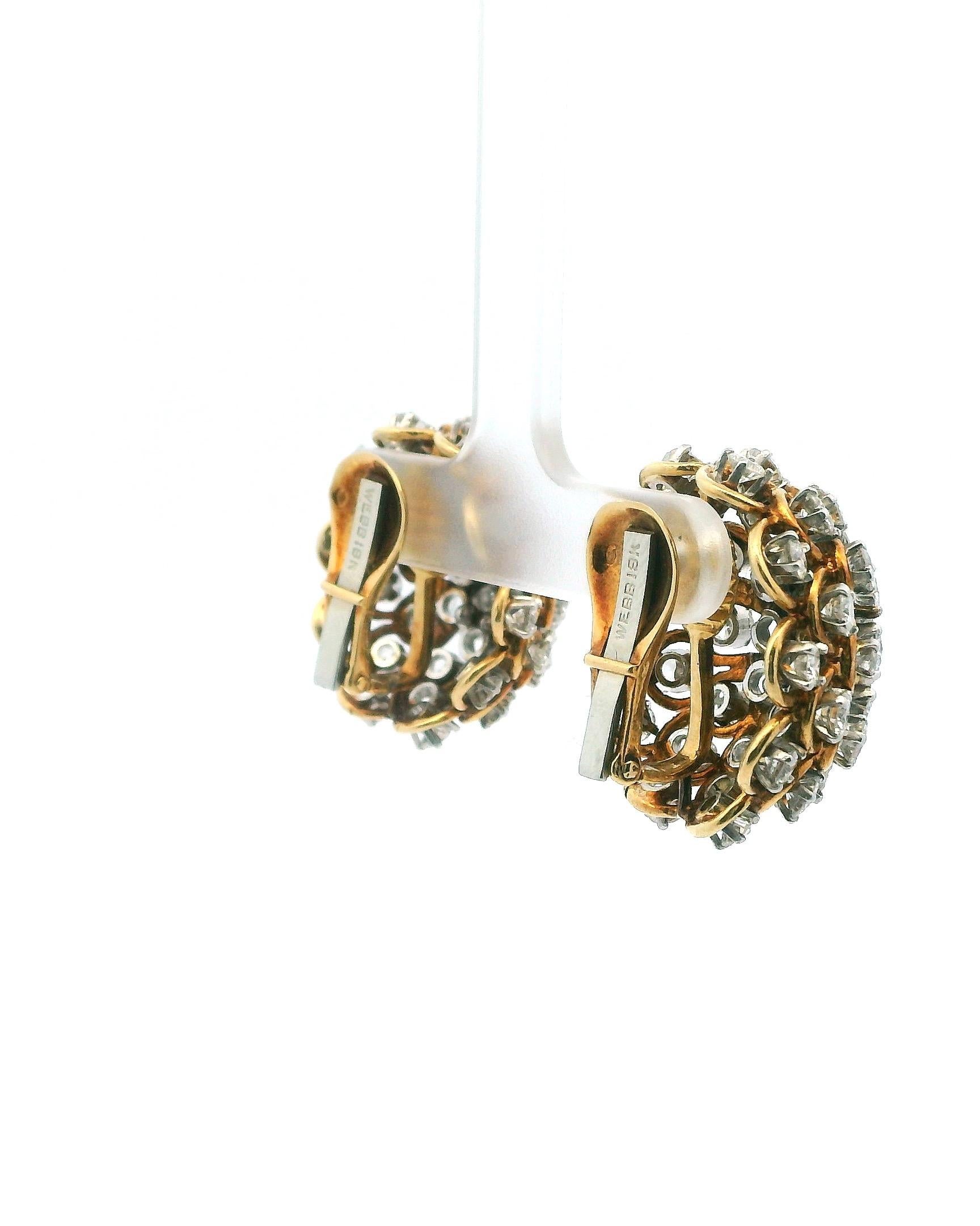 David Webb Ohrringe Diamond Burst Clips Französisch Import Marks im Zustand „Hervorragend“ im Angebot in Great Neck Plaza, NY