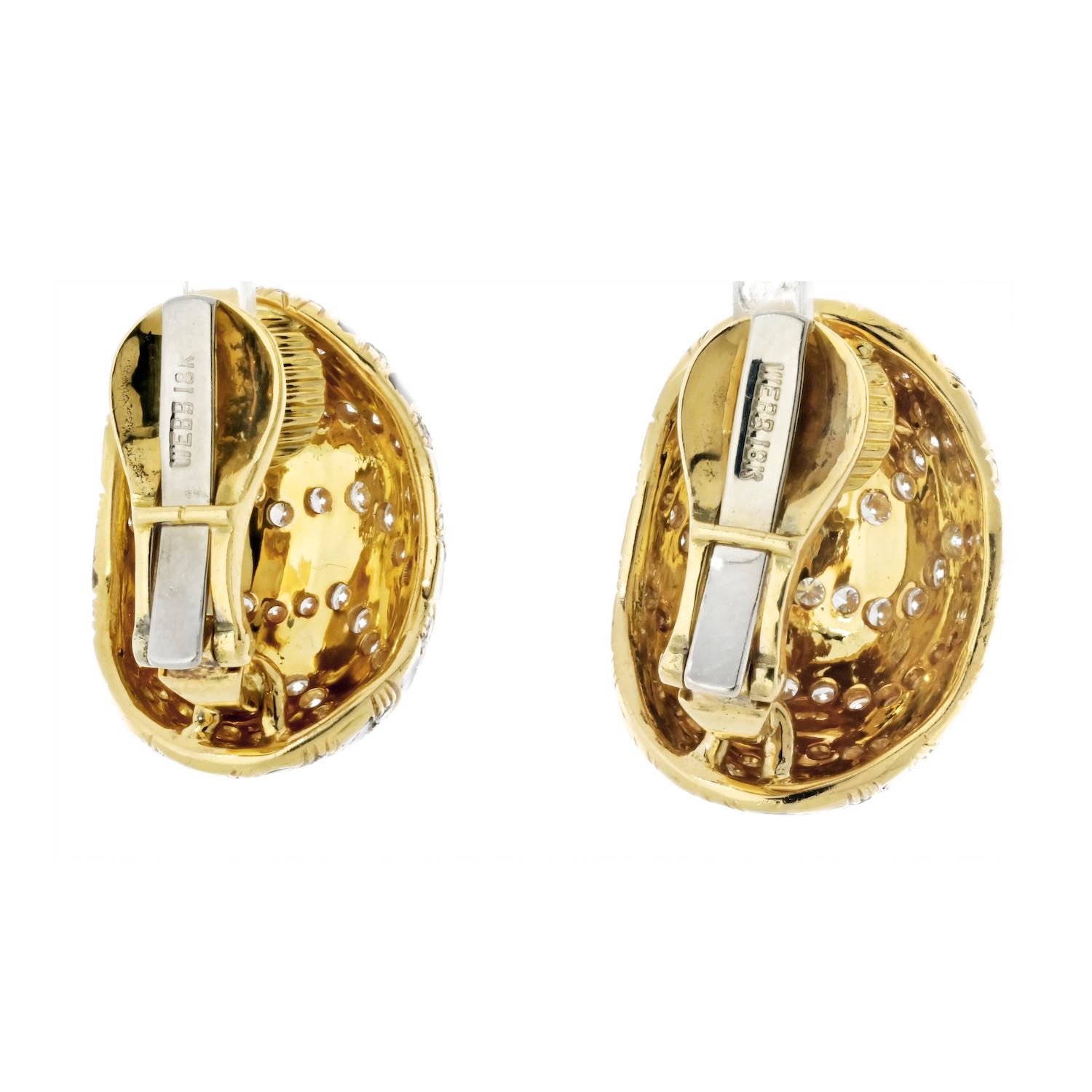David Webb Zebra Pave Set Diamond Dome Clip On Ohrringe im Zustand „Hervorragend“ im Angebot in New York, NY