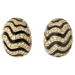 David Webb Zebra Pave Set Diamond Dome Clip On Earrings