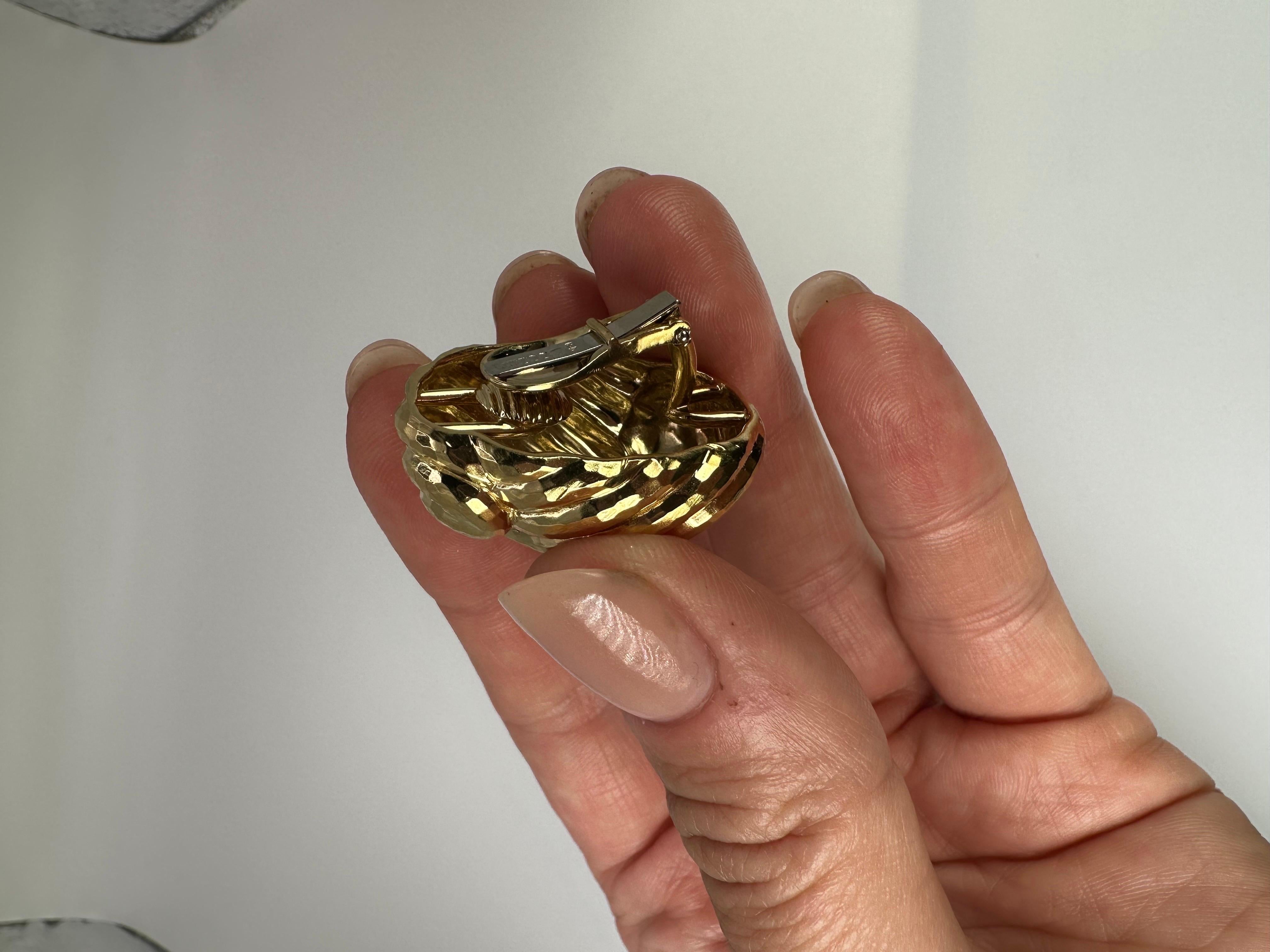 David Webb Earrings Rare Find Gold Large Swirl Shell Earrings For Sale 3