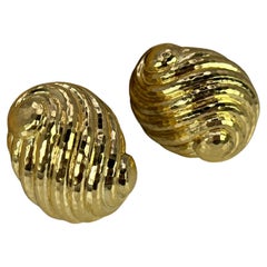 Retro David Webb Earrings Rare Find Gold Large Swirl Shell Earrings