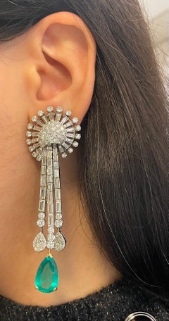 David Webb Emerald and Diamond Earrings