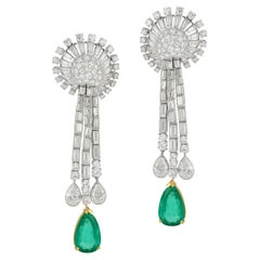 David Webb Emerald and Diamond Earrings