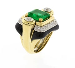 David Webb Emerald and Diamond Ring