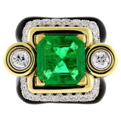 David Webb Emerald and Diamond Ring