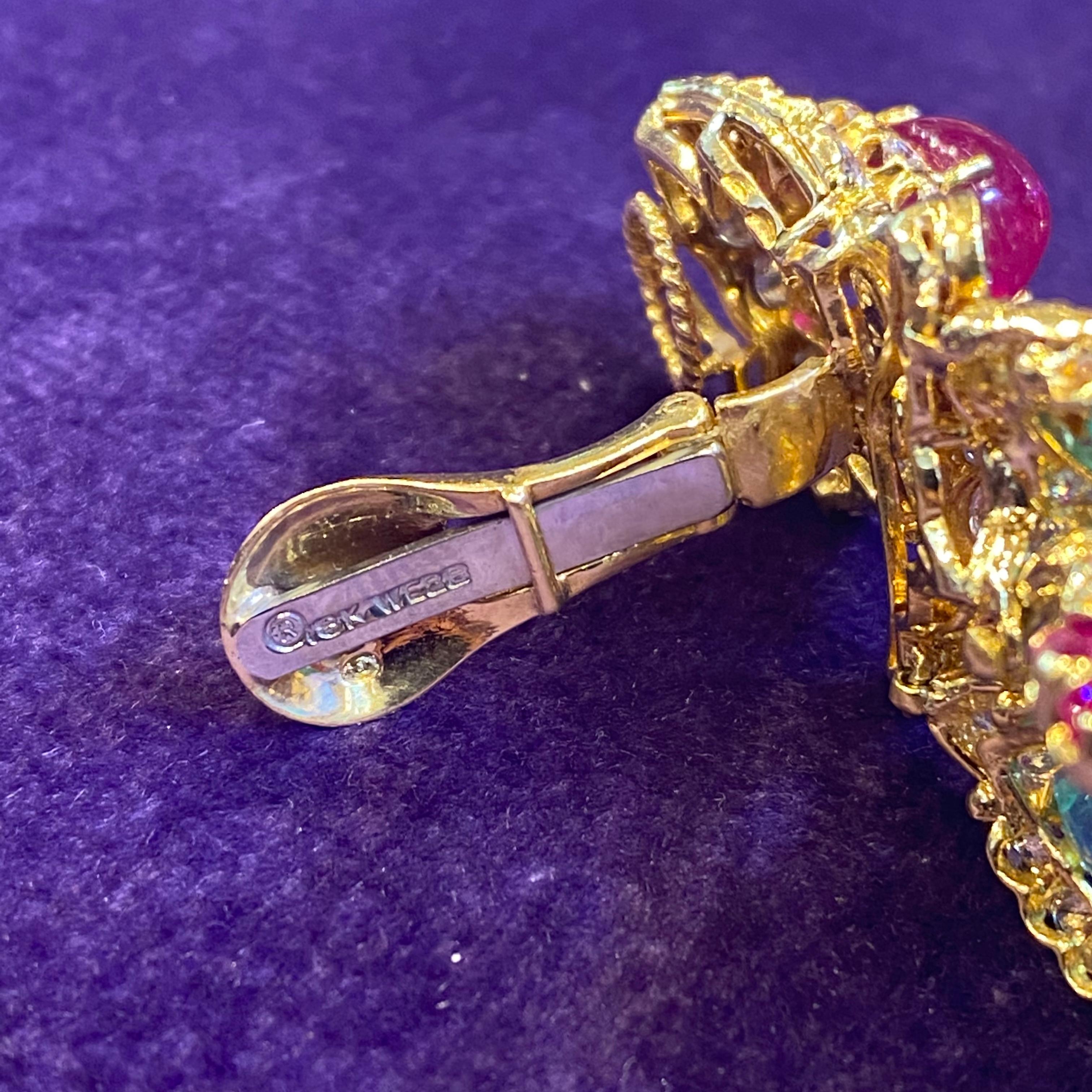 Chandelier-Ohrringe mit Smaragd und Rubin von David Webb 3