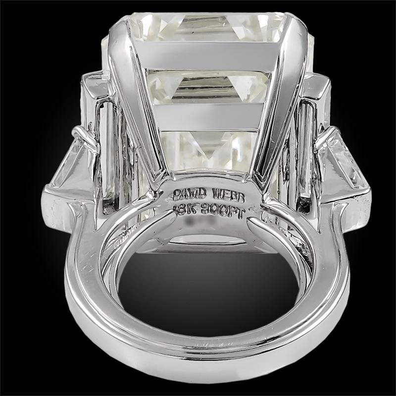 Emerald Cut David Webb 52.55 Carat Emerald-Cut Diamond Gold Platinum Engagement Ring For Sale