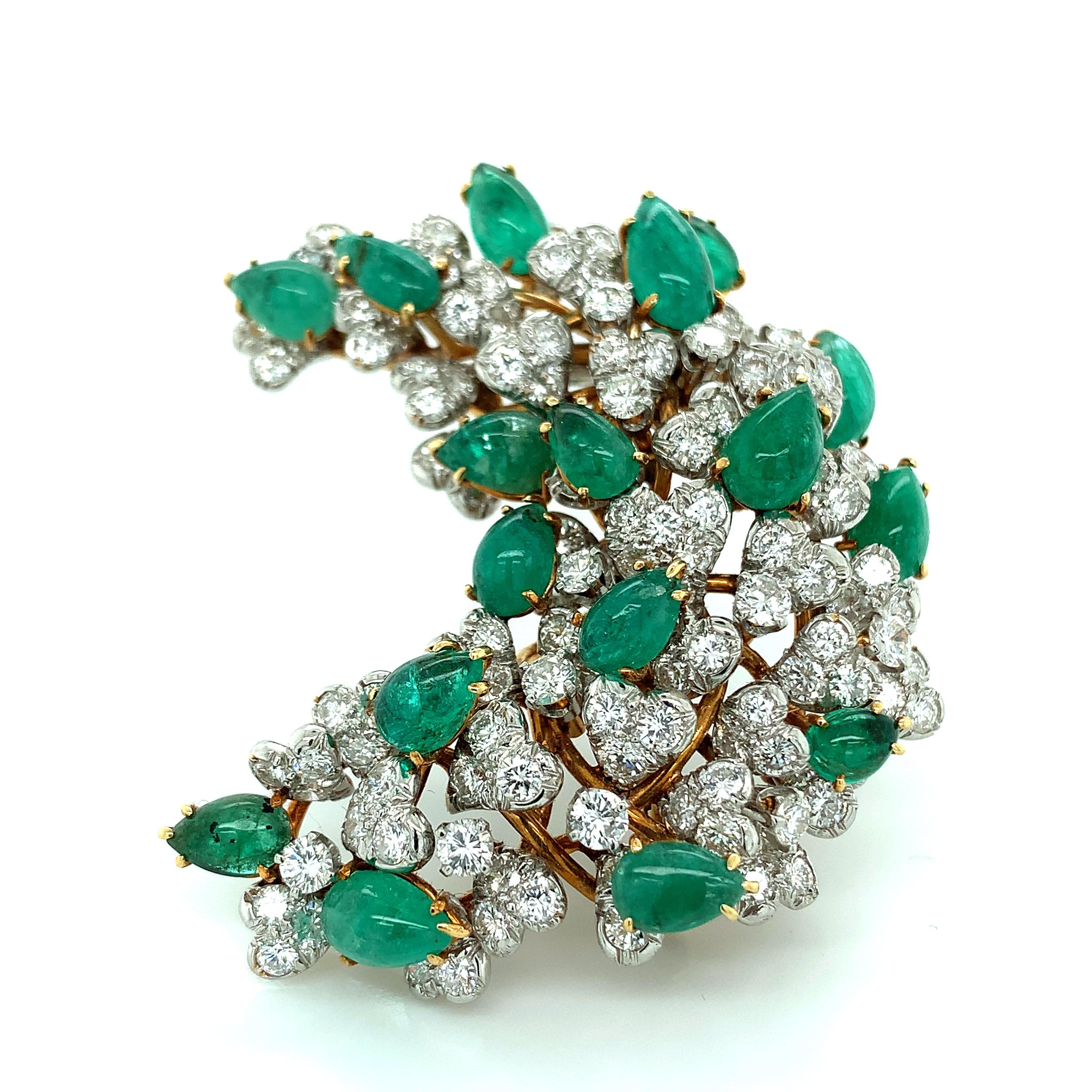 Women's David Webb Emerald Diamond Brooch