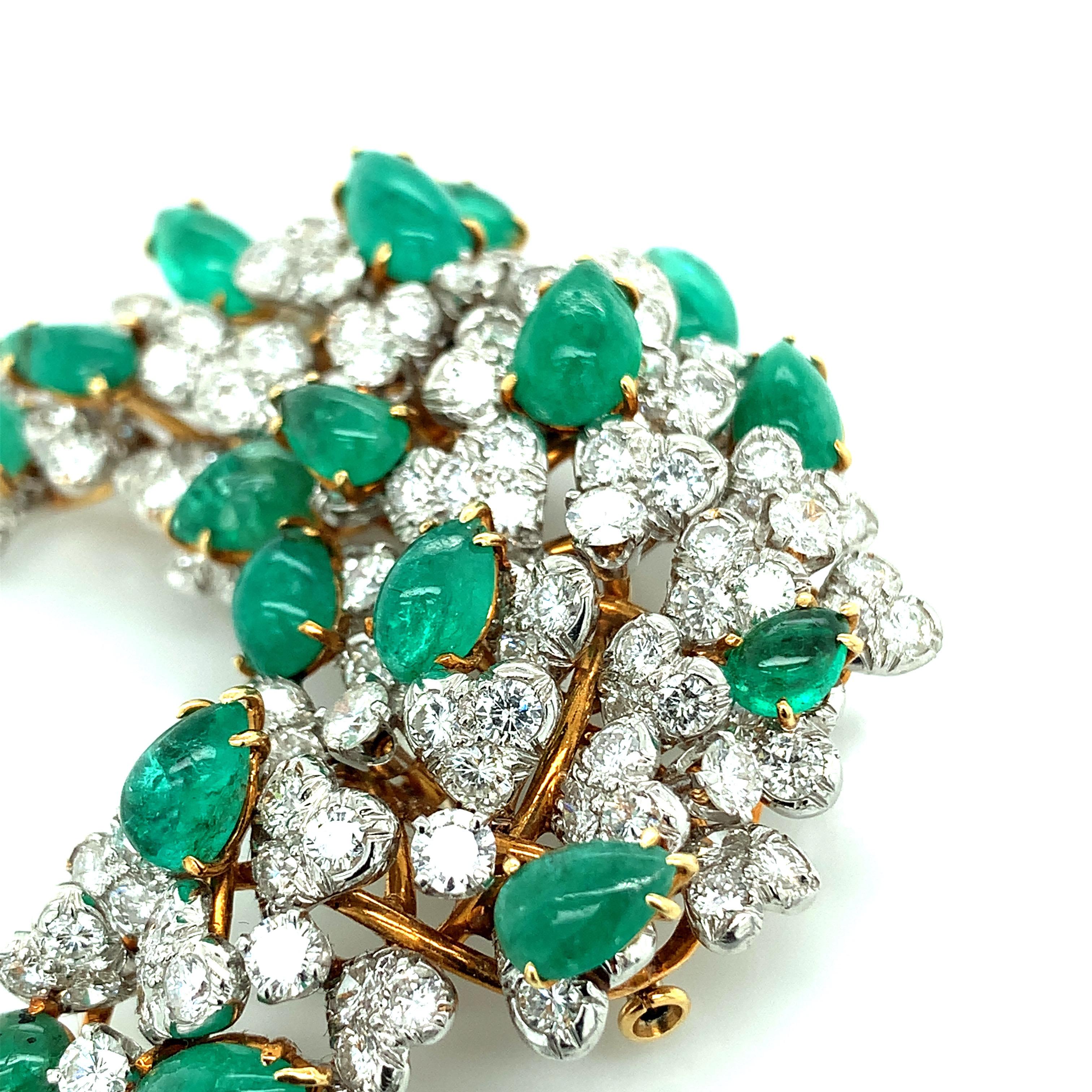 David Webb Emerald Diamond Brooch 3