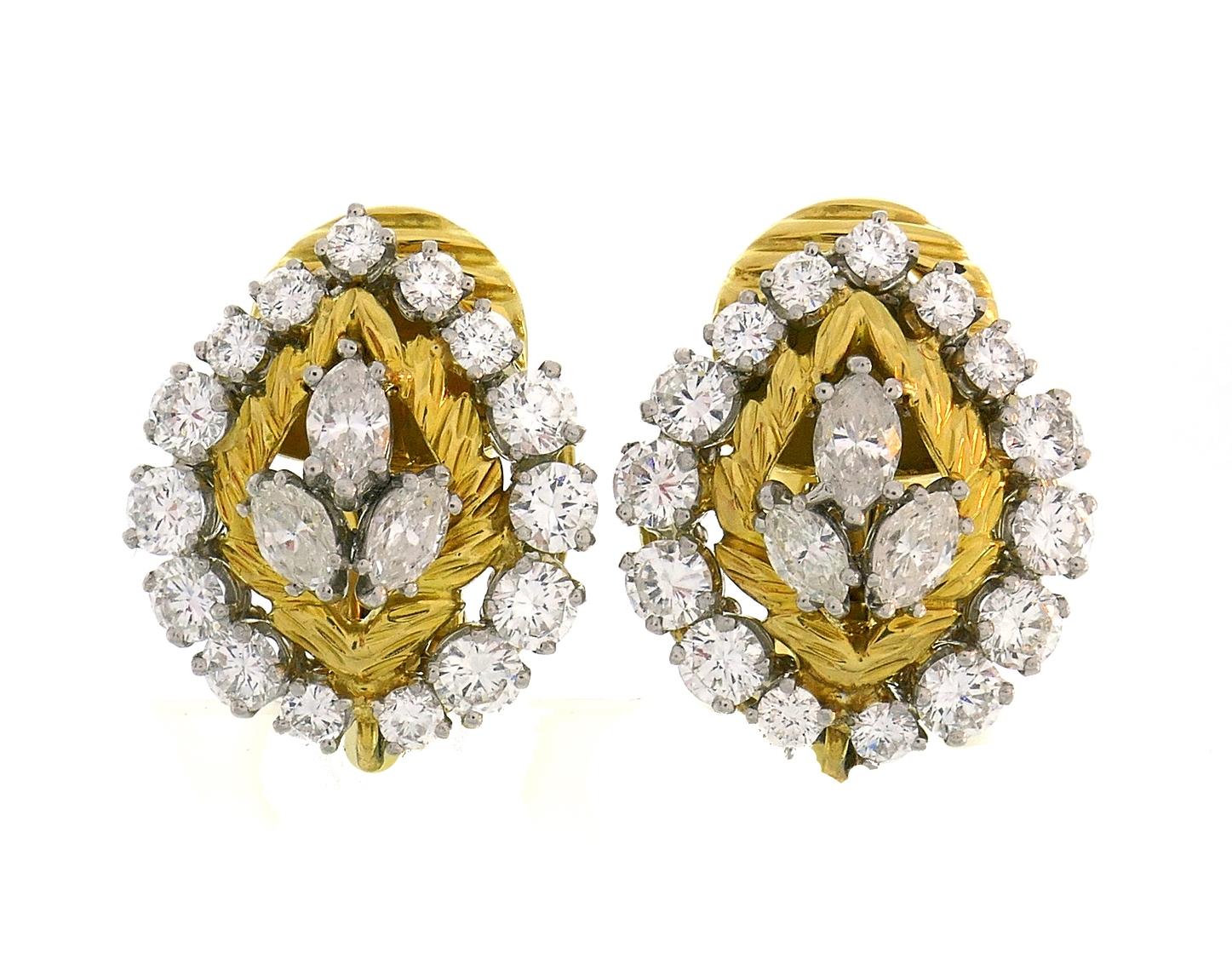 Pendientes vintage David Webb Esmeralda Diamante Oro 18k Día y Noche Río Cruzado en Excelente estado para la venta en Beverly Hills, CA