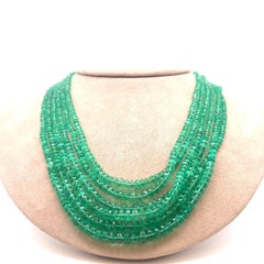 David Webb Emerald Diamond Multi-Strand Beads Necklace