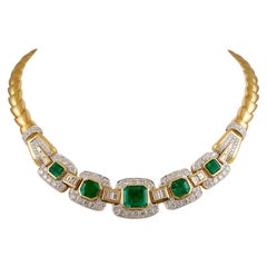 David Webb Emerald Diamond Necklace