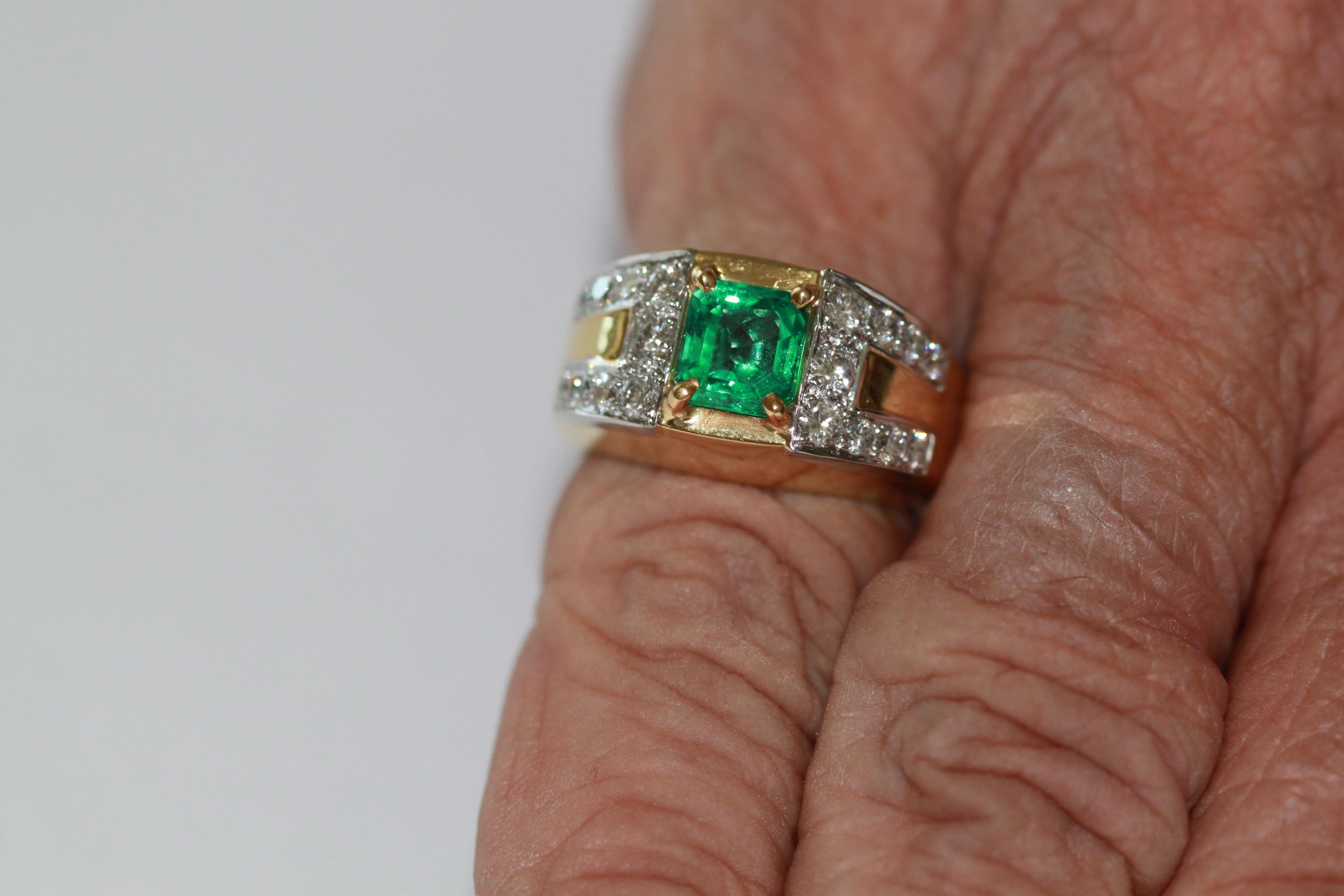 David Webb Emerald Diamond Ring 18 Karat For Sale 5